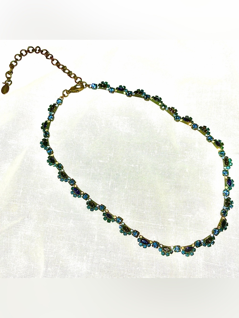 Vtg Sorrelli Swarovski Crystal Cluster Choker Necklace Emerald City Aegean Sea